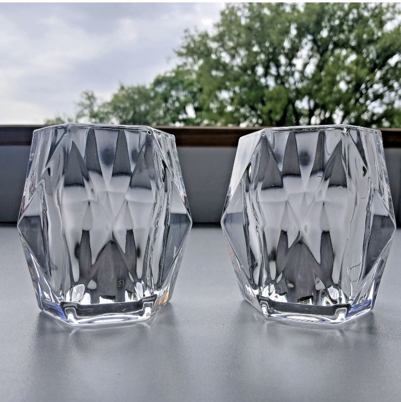 PartyLite Optic Diamond Votive Candle Holders, Rare, Reminiscent of Baccarat - Both NEW IN BOX