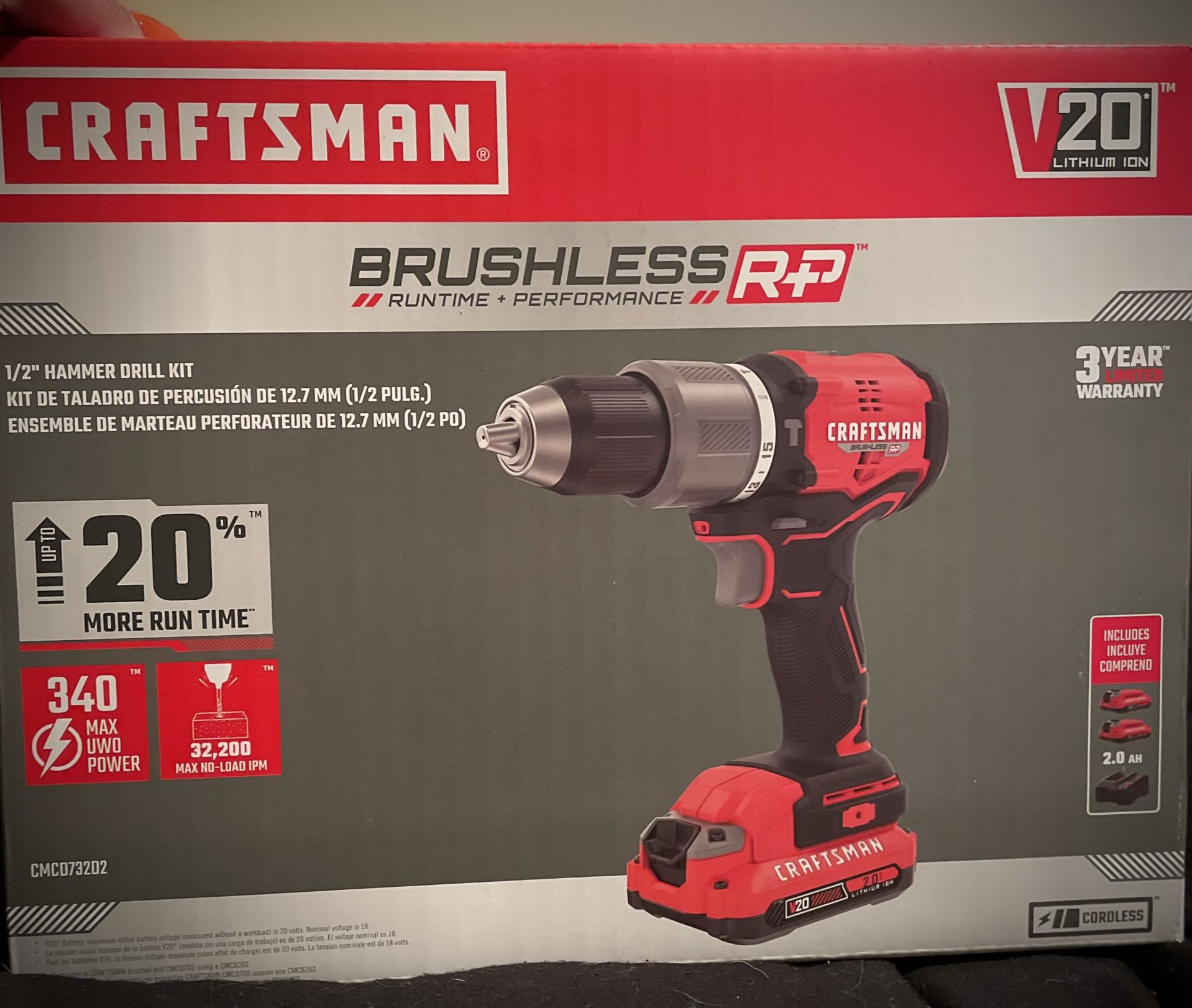 Craftsman V20 1/2" Brushless Drill Kit 