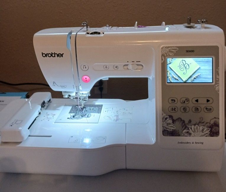 Brother SE600 Sewing and Embroidery Machine, 80 Designs, 103 Built-In Stitches, Computerized, 4" x 4" Hoop Area, 3.2" LCD Touchscreen Display