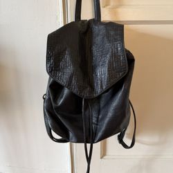Black Faux Leather Backpack   