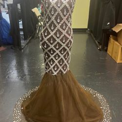 Dark Brown and Silver Prom Dress For Sale!