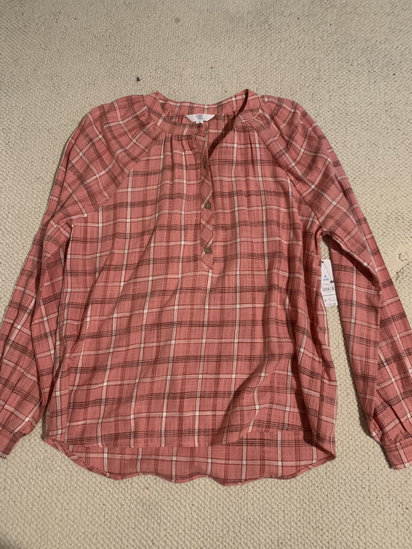 Womens Pink Plaid Size Small Dress Shirt