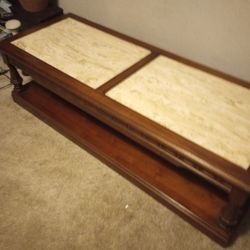 Marble Top Solid Wood Coffee Table 