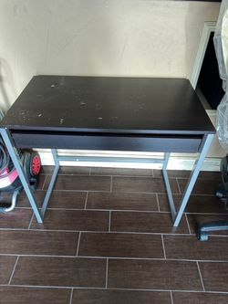 FREE—Black Wood Top Desk with Metal Legs