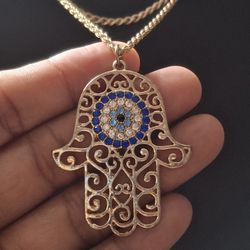 Hamsa Hand Pendant Layered Necklace 