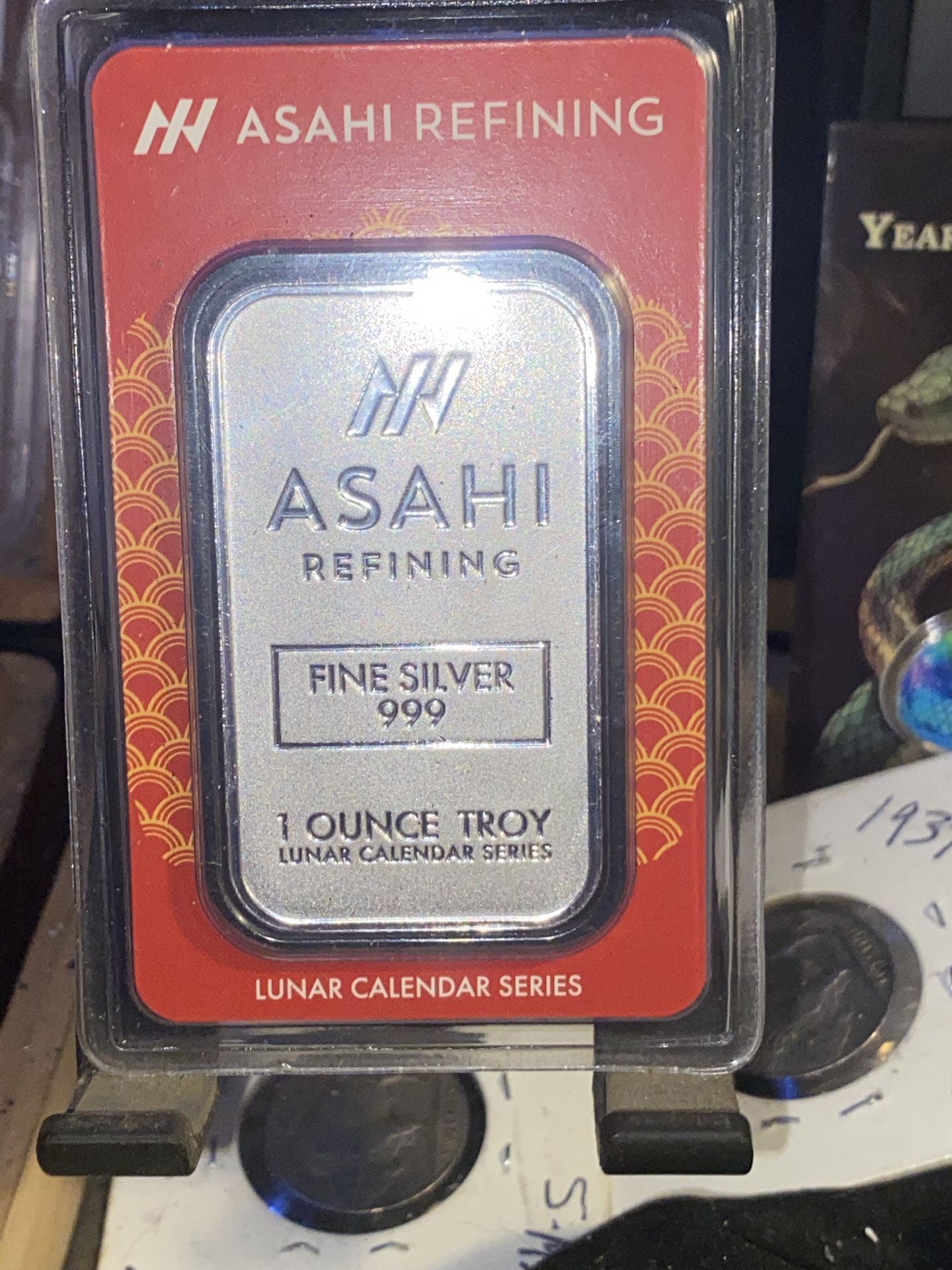 2025 1 Troy Oz .999 Fine Silver Asahi Year Of The Snake Silver Bar In Assay