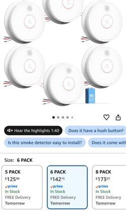 Smoke Detectors 6-Pack with 9V Battery