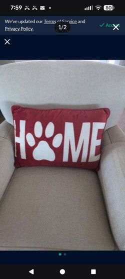 Red HOME Paw Print Decorative Throw Pillow
