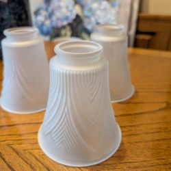 Vintage Art Deco Frosted Bell Shape Leaf Glass Lamp Shades