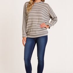 NWOT 41 Hawthorn Women's Striped Long Dolman Sleeves Pullover Hoodie Size L