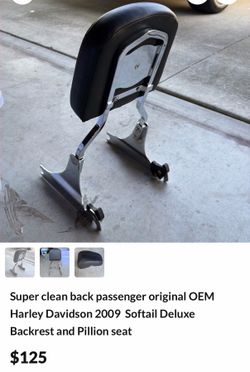 Softail deluxe pillion and backrest OEM Harley Davidson