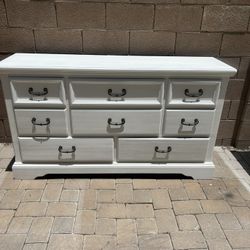 White Dresser With Black Handles 