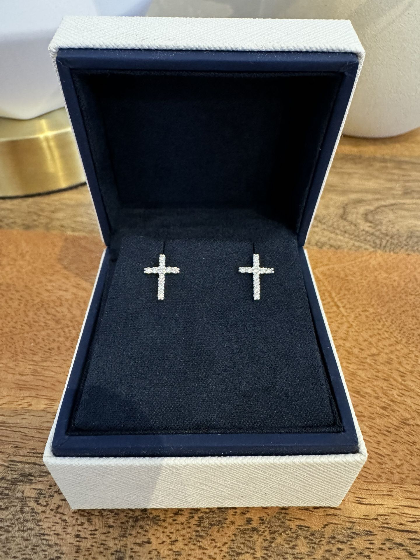 New Moissanite Cross Earrings 18K White Gold Plated Sterling Silver