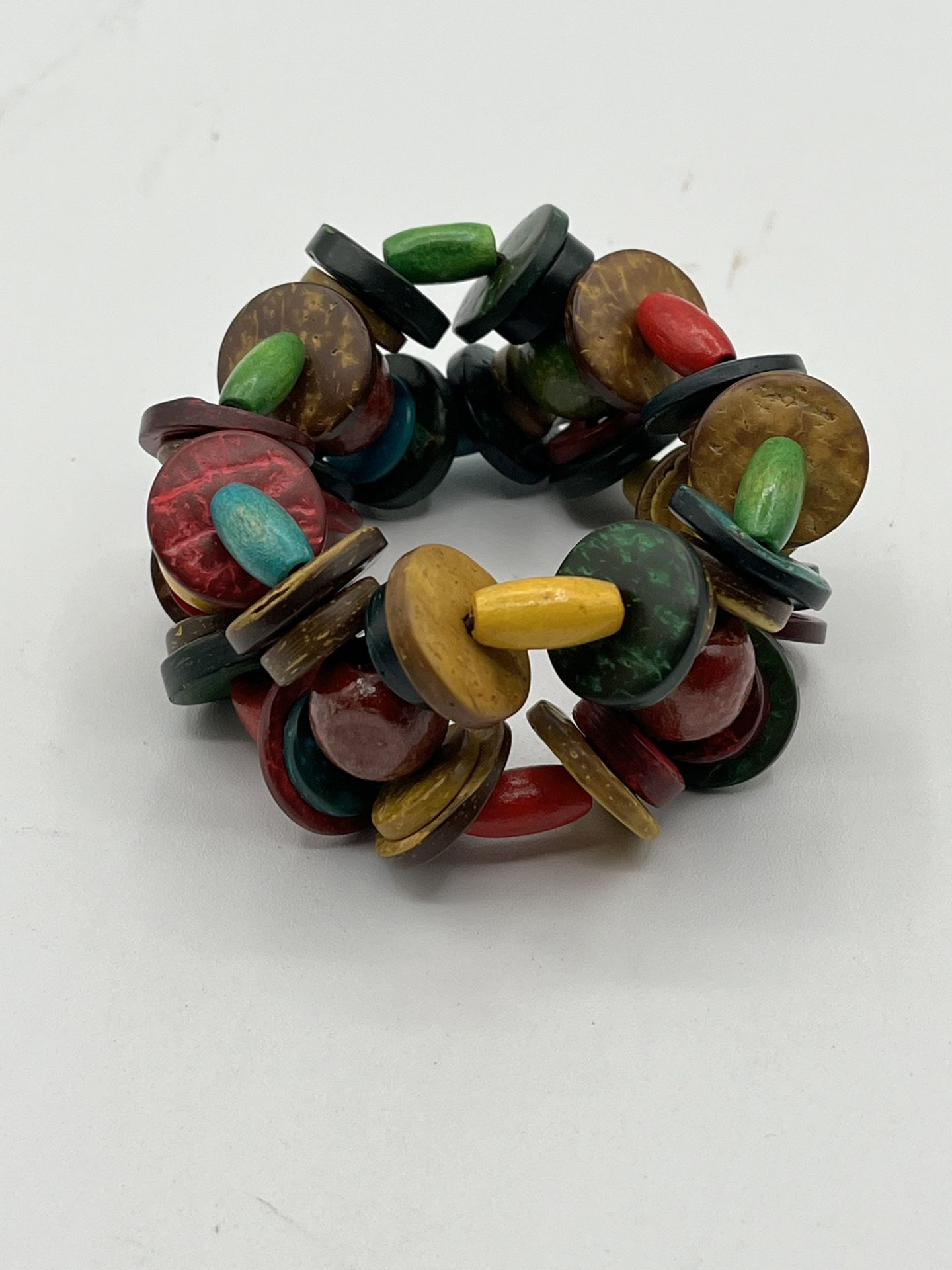 Retro Multicolored Wooden Stretch Bracelet 