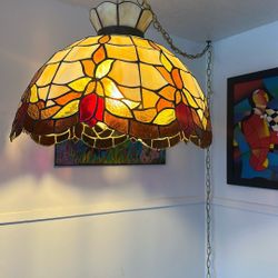 Vintage Stained Glass Lamp Wired As A Normal Plug