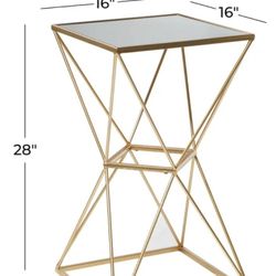 End Table Glass Mirror Top NEW
