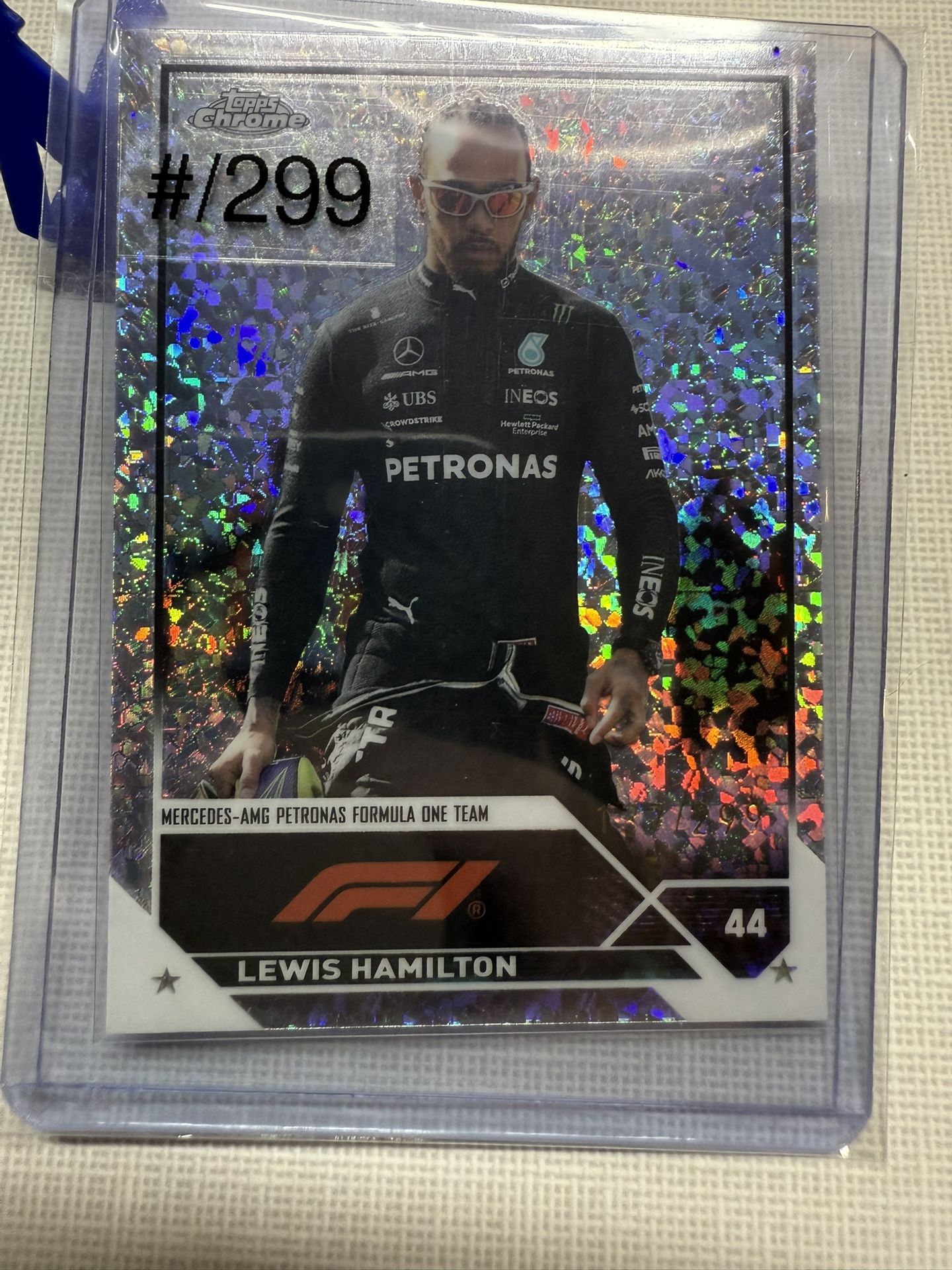 Topps Chrome 2023 Formula 1 Lewis Hamilton Mini Diamond Refractor /299