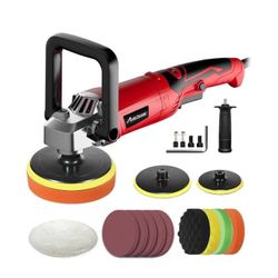 AVID POWER Car Buffer Polisher, 1200W 7 Inch/6 Inch Rotary Buffer Waxer, 6 Variable Speed 1 RPM, Detachable Handle & Side Handle for Car Detai