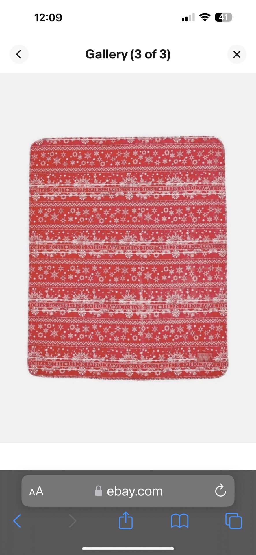 Victoria Secret HOLIDAY COZY SHERPA BLANKET Throw LOGO Red White 50x60 New
