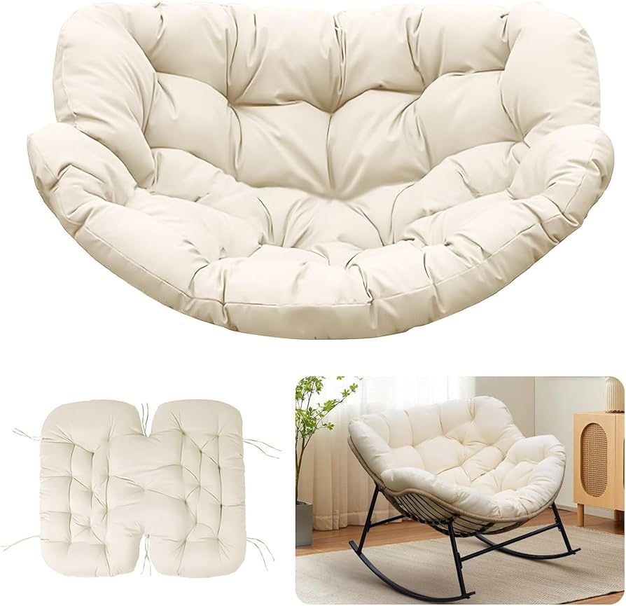 Waterproof Outdoor Papasan Rocking Chair Cushion Replacement, 6" Thicken Rattan Chair Cushions, Extra Large Hammock Chairs Cushions for Garden, Lawn,