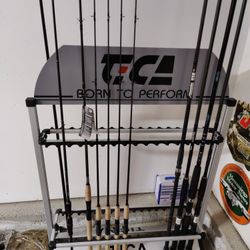 Tica Rod Rack New With Fishing Poles New That Are Left Tackle Lot 