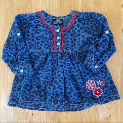 DDG Darlings Blue Animal Print Flower Lace Shirt