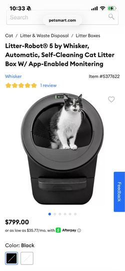 Litter-Robot® 5 by Whisker, Automatic, Self-Cleaning Cat Litter Box W/ App-Enabled Monitering