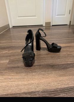 Size 7.5 Madden Girl Black Patent Platform Block Heel Sandals