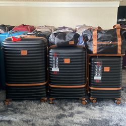 Landisun Luggage Sets 6 Piece Hardshell ABS Suitcase Set with TSA Lock, Travel Luggage with Portable Bag, Black New - full set