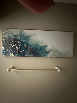 Abstract Teal and Gold Framed Wall Art