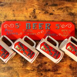 Vintage Beer Sign And Steins 