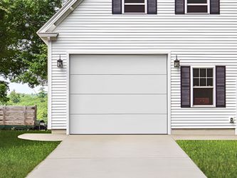 WAYNE DALTON  Garage Door 9-ft x 7-ft Flush Panel White Single Classic Steel 