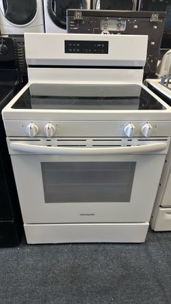 White glass top stove