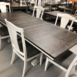 Nashbryn Gray-White Dining Room Set / Table and Chairs 