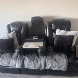 Leather Led Love Seat With 