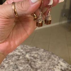 925 leave her back square amethyst glass earring