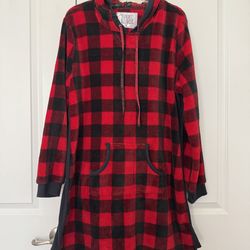 Muk Luks Red and Black Buffalo Plaid Hoodie gown size xl