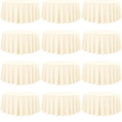 fani 12 Pack 120 Inch Round Tablecloth, Beige Polyester Fabric Table Cloth for Round Table, Washable Table Cover for Wedding Party Dining Table Buffet