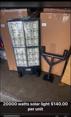BRAND NEW BIG BLACK  COLOR  20000 WATTS  SOLAR Street Light Outdoor waterproof for COMMERCIAL or HOME USE      IF YOU ARE INTERESTED SEND ME A MESSAGE
