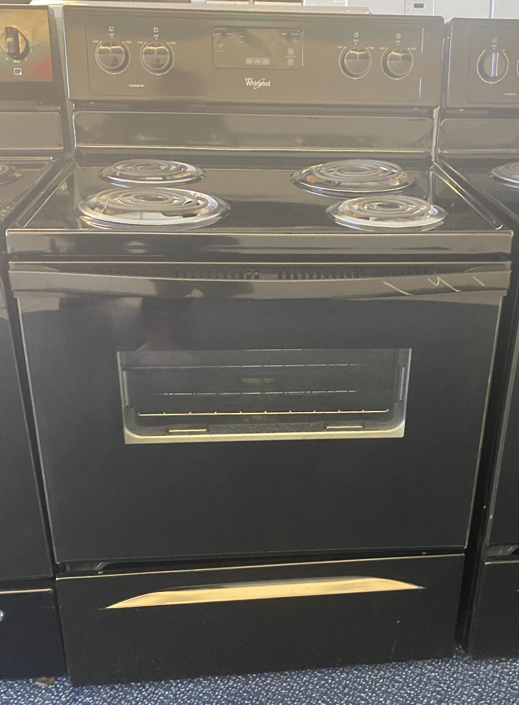Black Whirlpool Coil Top Electric Stove (2-0087)