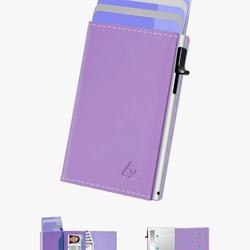 Wallet Card Holder - Pop Up Aluminum Case, Premium Flexible Microfiber Leather, Smart Wallet, RFID Blocking, Slim, Minimalist, Front Pocket - 9-14 Car