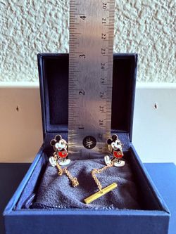 Vintage Mickey Mouse Cufflinks – Gold Tone Chain Link Set