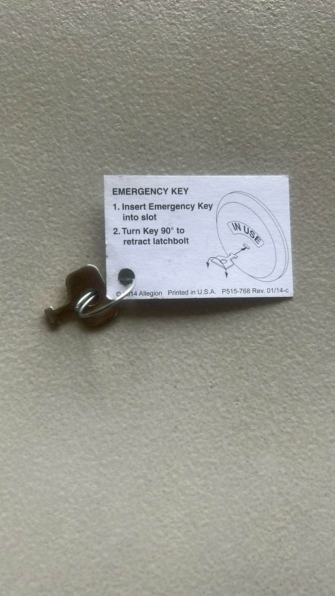 Schlage Emergency Extra Key