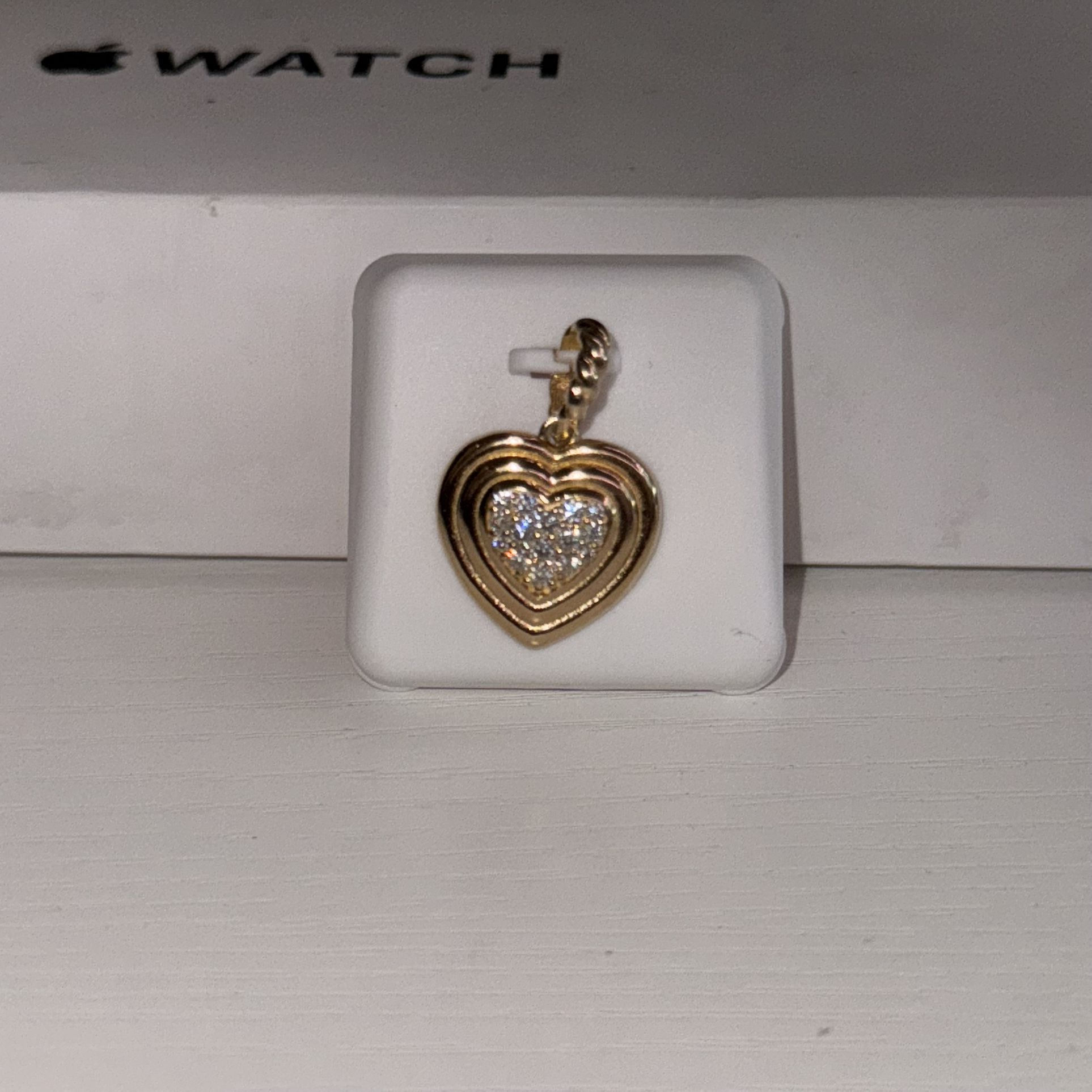 Gold Over Silver Moissanite Heart Pendant w/ 18” Box Chain – 0.25ctw, 925 Stamped