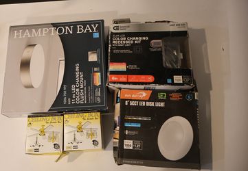 New LED Light Bundle: Hampton Bay Flush Mount, 6" Recessed Lights, Ceiling Boxes