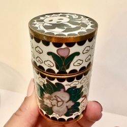 Chinese Folk Fengshui Cloisonne Enamel Panda Toothpick / Trinket box 3” Tall