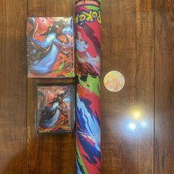 Pokemon 2025 Charizard UPC Play Mat, Card Box, Sleeves & Coin Brand New!