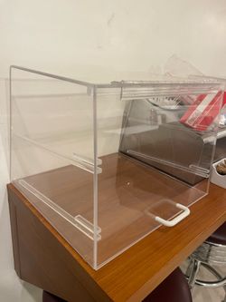 Large Clear Acrylic Countertop Display Case Organizer w/ Hinged Lid & Handle - 11x13.5x15.5”