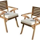 2 Piece Christopher Knight Hermosa Teak Chairs With Cream Cushions  