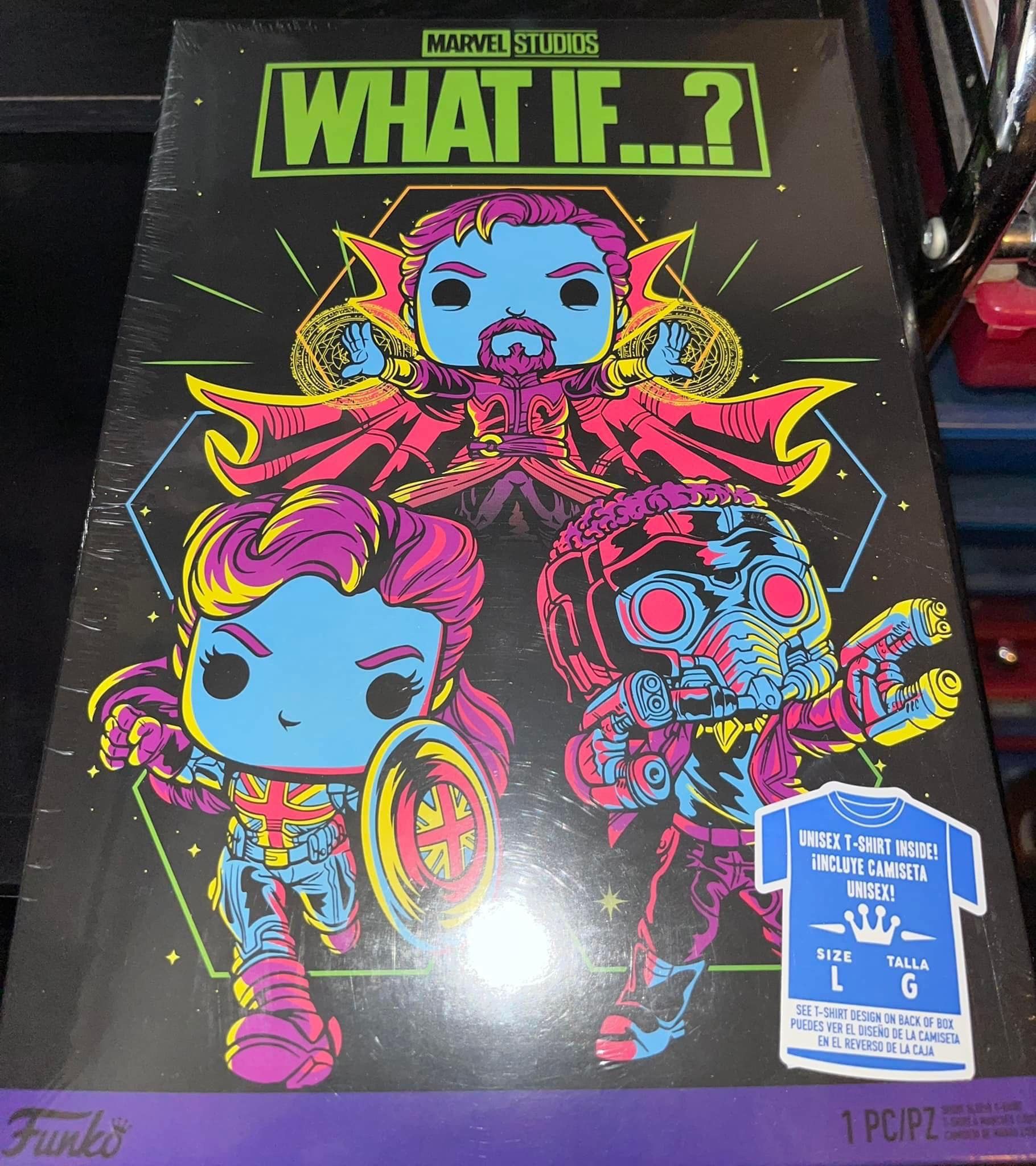 Funko Pop MARVEL WHAT IF BLACKLIGHT T-Shirt *Large* (New)